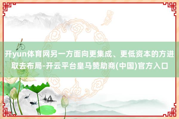开yun体育网另一方面向更集成、更低资本的方进取去布局-开云平台皇马赞助商(中国)官方入口