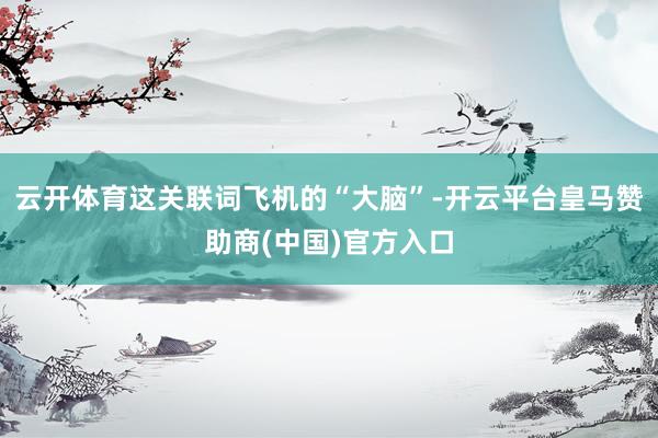 云开体育这关联词飞机的“大脑”-开云平台皇马赞助商(中国)官方入口