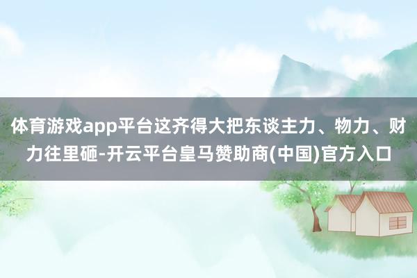 体育游戏app平台这齐得大把东谈主力、物力、财力往里砸-开云平台皇马赞助商(中国)官方入口