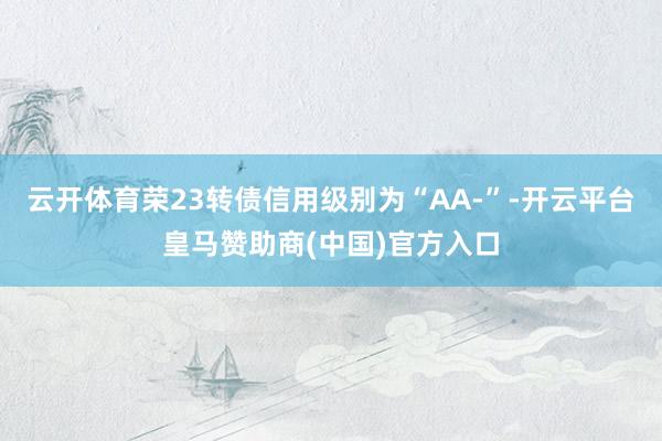 云开体育荣23转债信用级别为“AA-”-开云平台皇马赞助商(中国)官方入口
