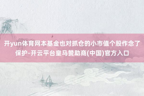 开yun体育网本基金也对抓仓的小市值个股作念了保护-开云平台皇马赞助商(中国)官方入口