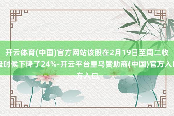 开云体育(中国)官方网站该股在2月19日至周二收盘时候下降了24%-开云平台皇马赞助商(中国)官方入口