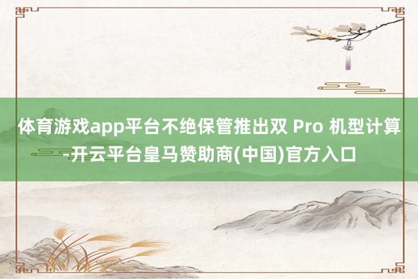 体育游戏app平台不绝保管推出双 Pro 机型计算-开云平台皇马赞助商(中国)官方入口