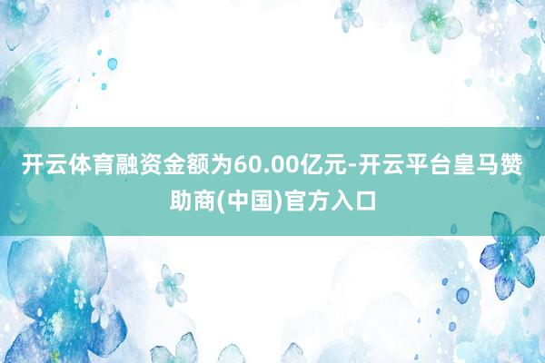 开云体育融资金额为60.00亿元-开云平台皇马赞助商(中国)官方入口