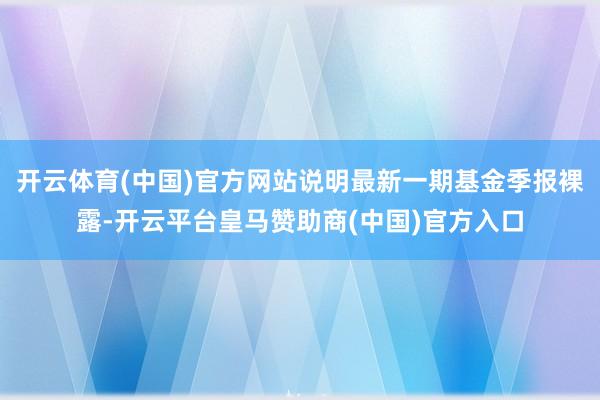 开云体育(中国)官方网站说明最新一期基金季报裸露-开云平台皇马赞助商(中国)官方入口