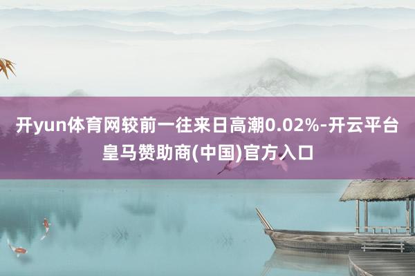 开yun体育网较前一往来日高潮0.02%-开云平台皇马赞助商(中国)官方入口